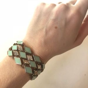 Pipelime deco bracelet - gold, aqua, rhinestone